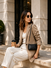 Holly Leather Shoulder Bag - Black