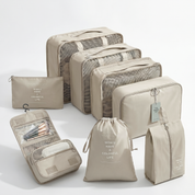 8-Piece Travel Organizers with Toiletry Bag - Beige