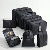 8-Piece Travel Organizers with Toiletry Bag - Black