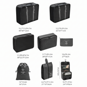 8-Piece Travel Organizers with Toiletry Bag - Black