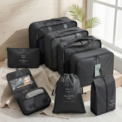 8-Piece Travel Organizers with Toiletry Bag - Black