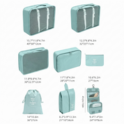 8-Piece Travel Organizers with Toiletry Bag - Light Blue