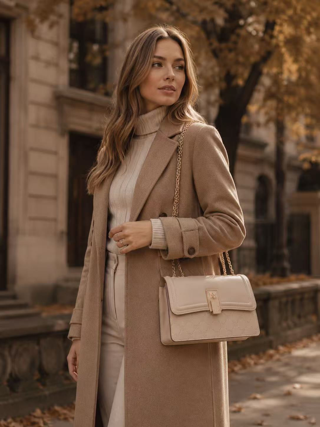 Charmaine Chained Crossbody Bag - Taupe