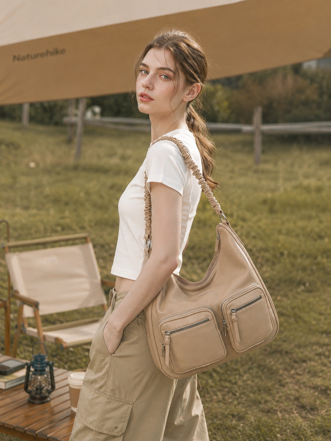 Audrey Hobo Bag - Khaki