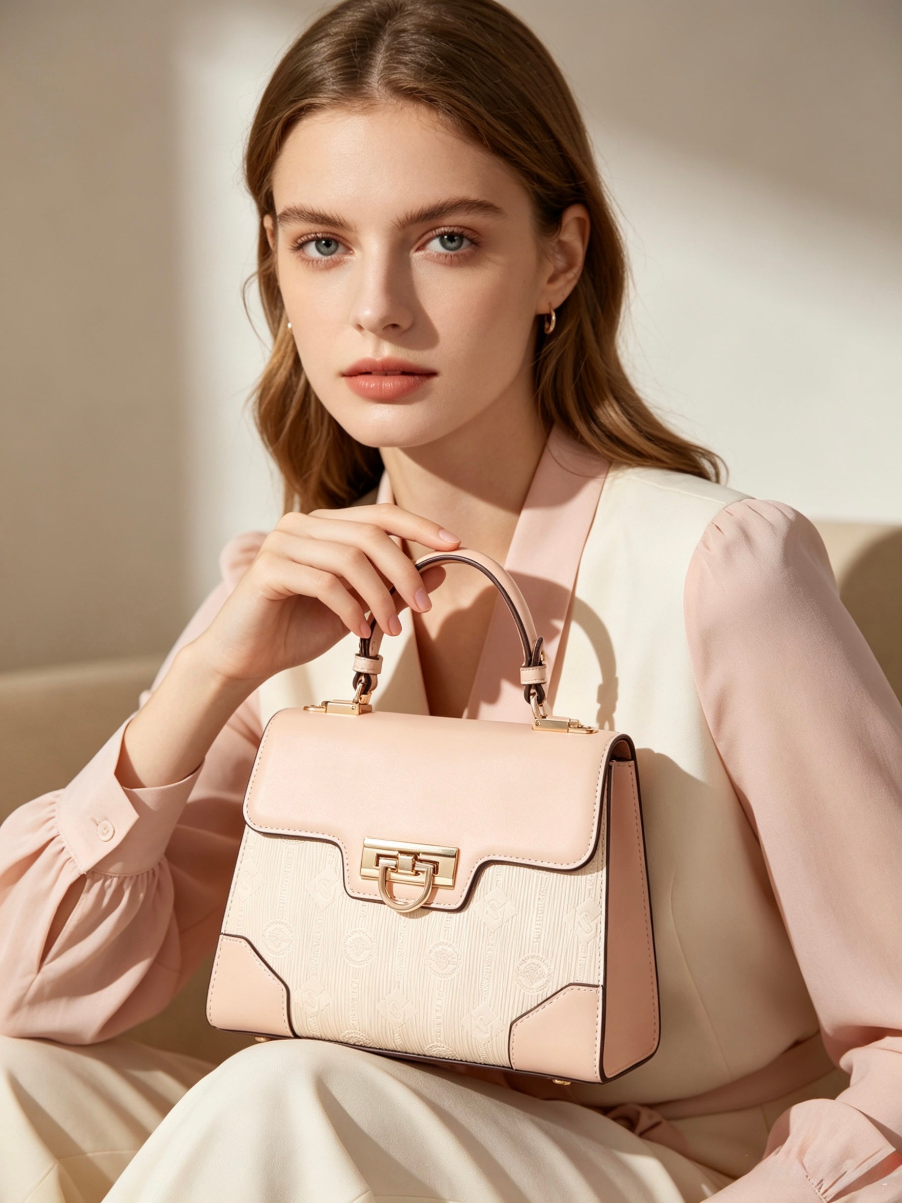Anne Top Handle Bag - Light Pink (Two Tone)