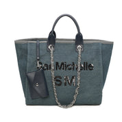 Sasha Canvas Tote Bag - Denim Blue