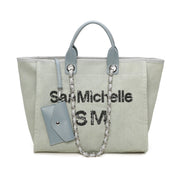 Sasha Canvas Tote Bag - Light Blue