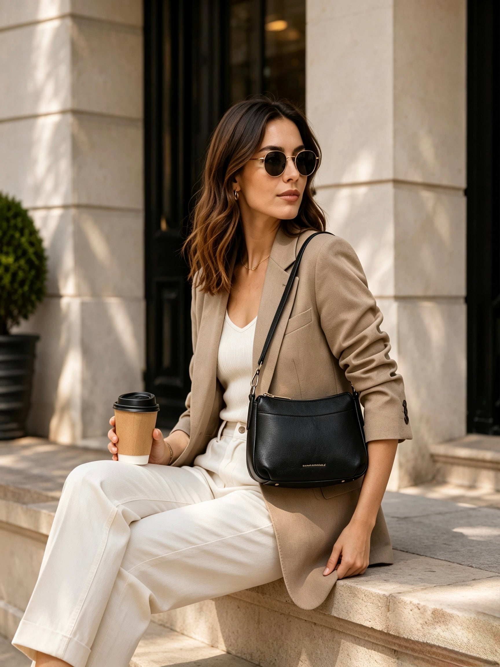 Holly Leather Shoulder Bag - Black