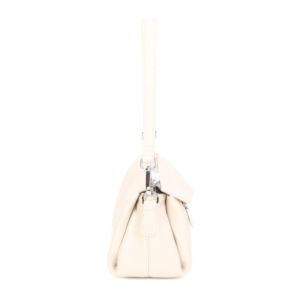 Anna Leather Crossbody Bag - Beige