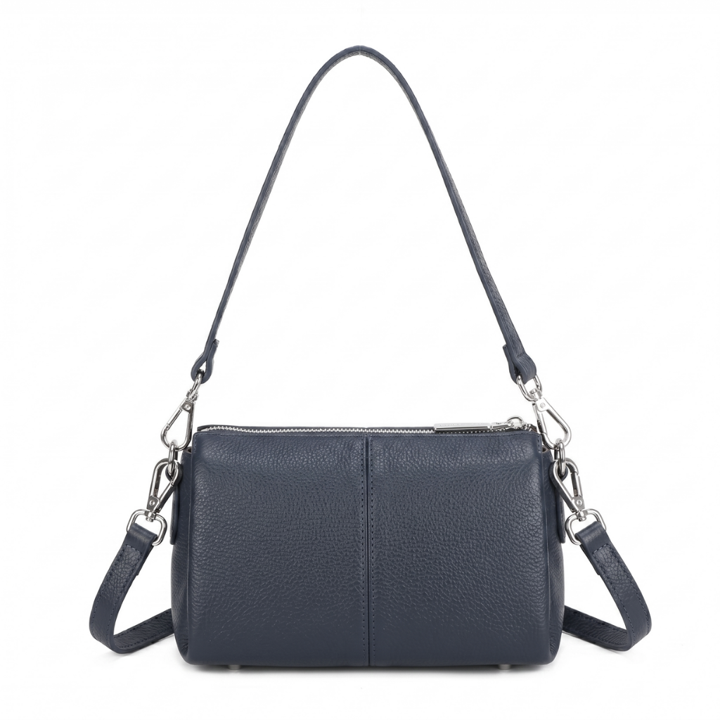 Anna Leather Crossbody Bag - Navy