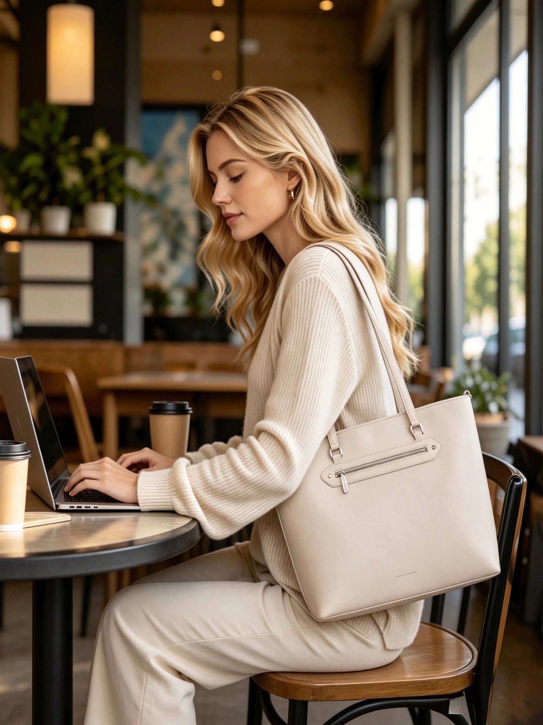 Jane Large Tote Bag - Beige