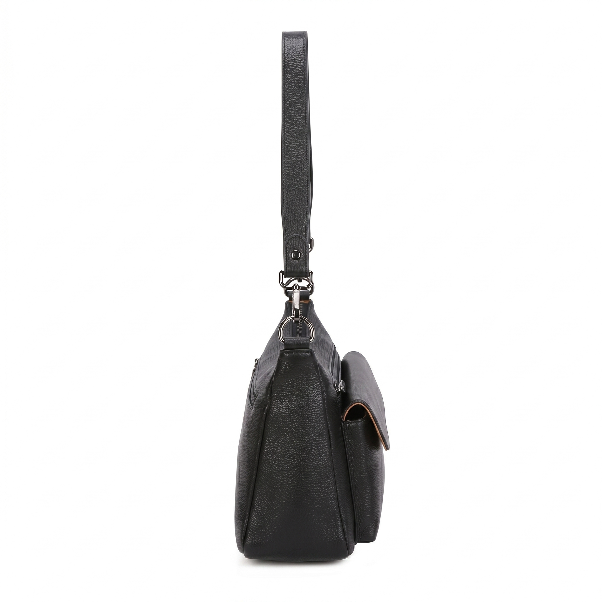 Beth Leather Shoulder Bag - Black