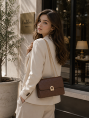 Kendra Chained Crossbody Bag - Coffee
