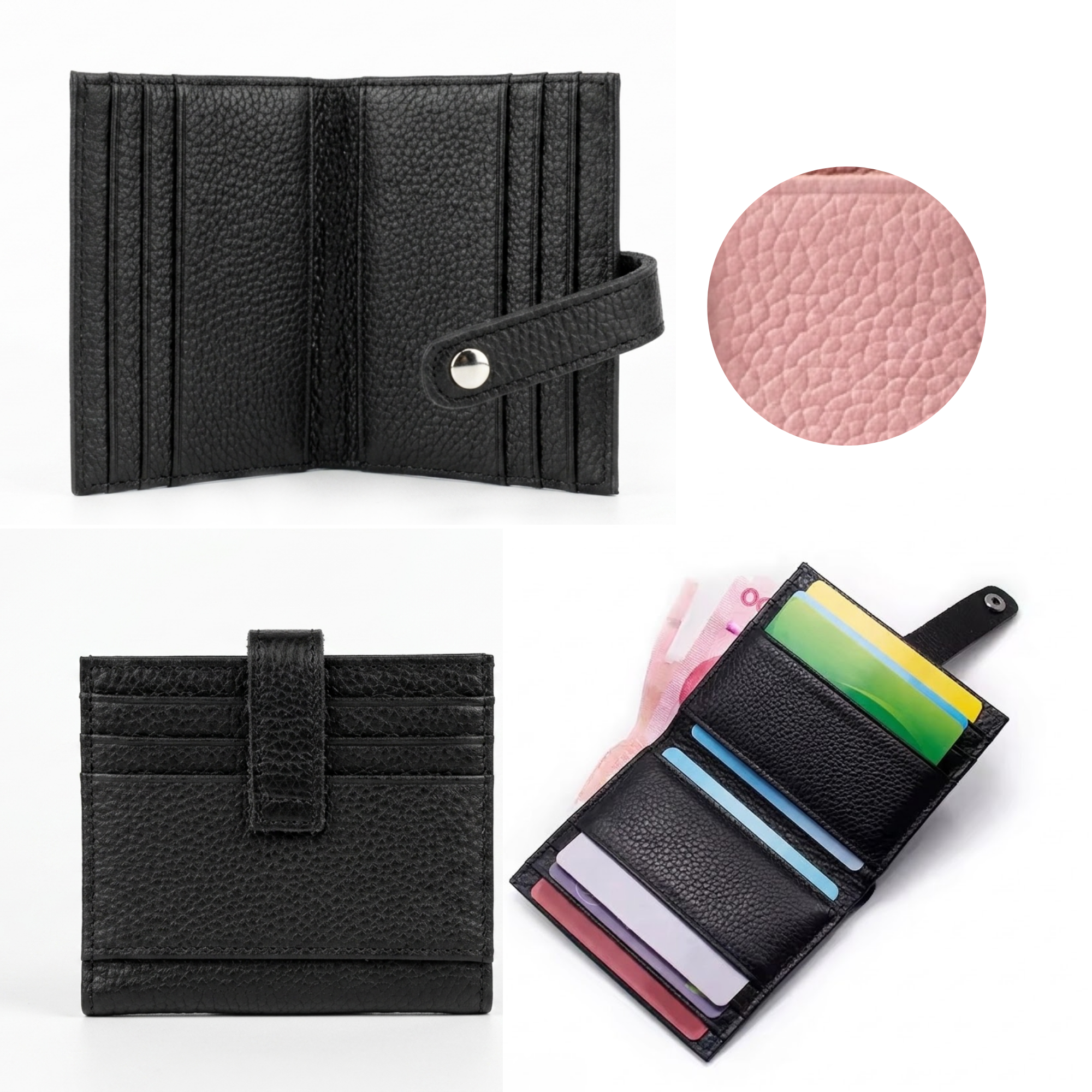 Charlie Leather Card Wallet - Light Pink