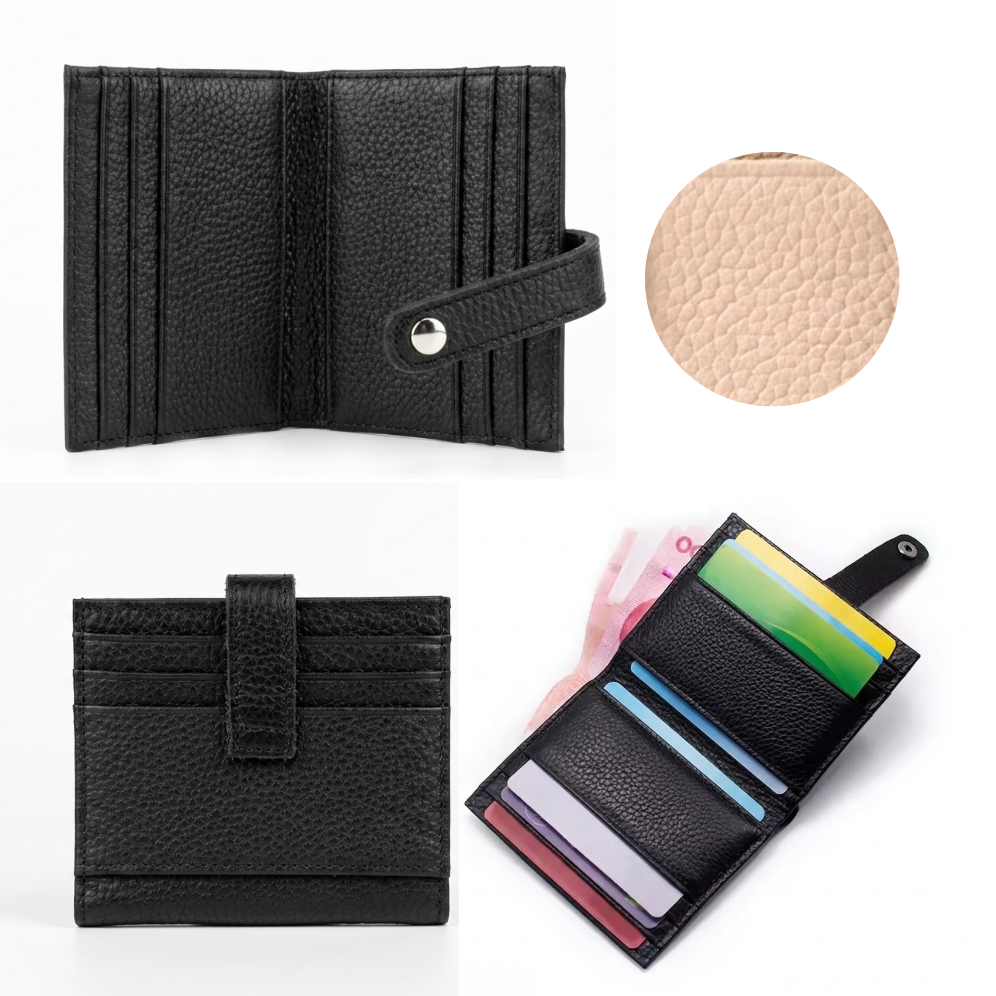 Charlie Leather Card Wallet - Pale Apricot
