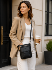 Harper Leather Crossbody Bag - Black
