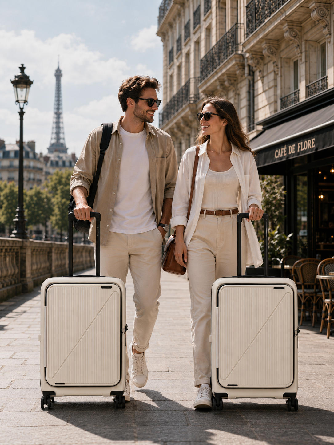 NZTourist Primo Dual Open 66cm Suitcase - Beige