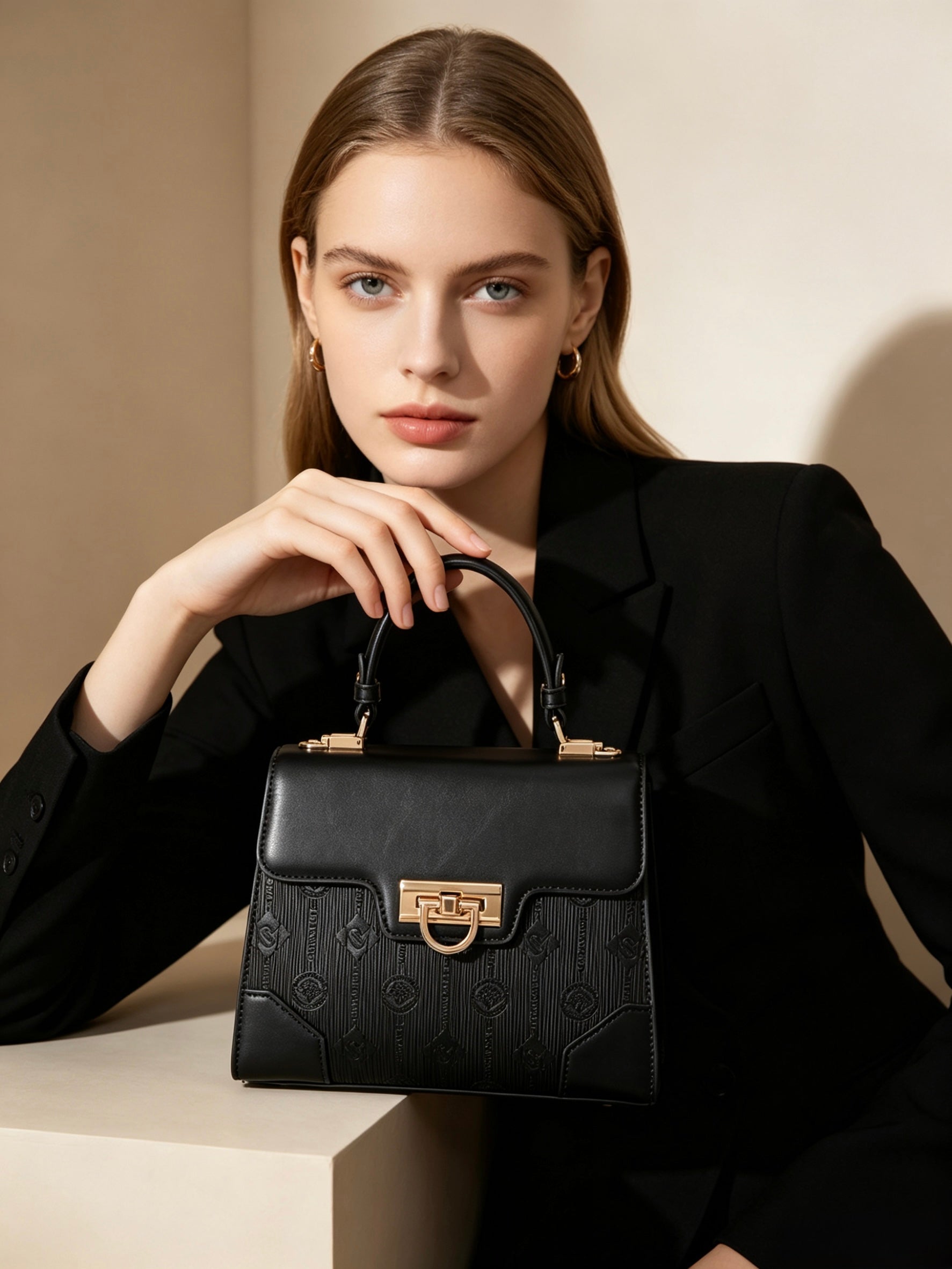 Anne Top Handle Bag - Black