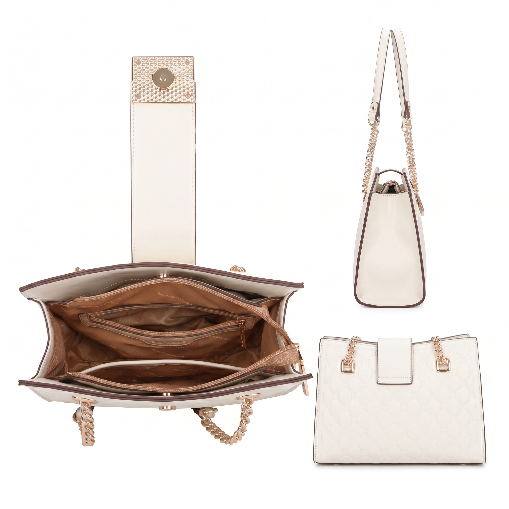 Sofia Chained Tote Bag - Beige