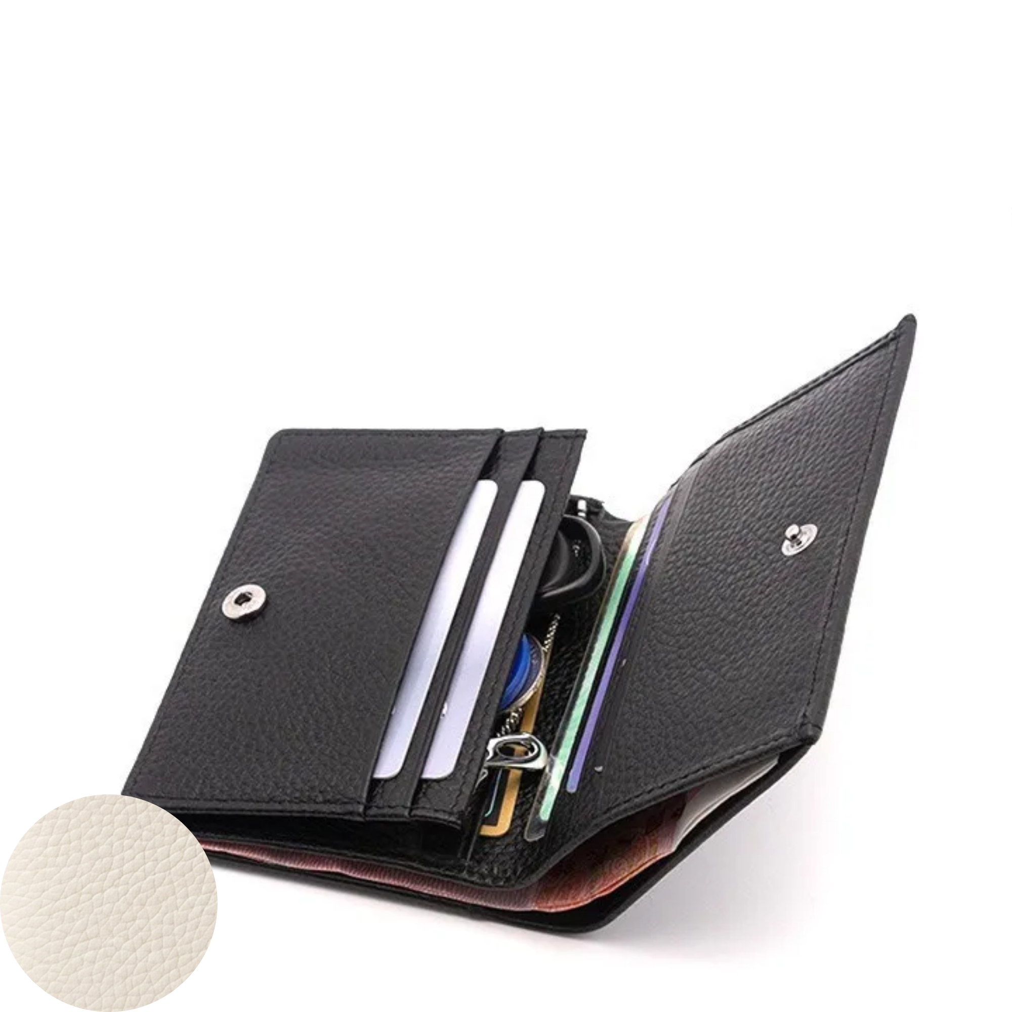 Jill Small Leather Wallet - Beige