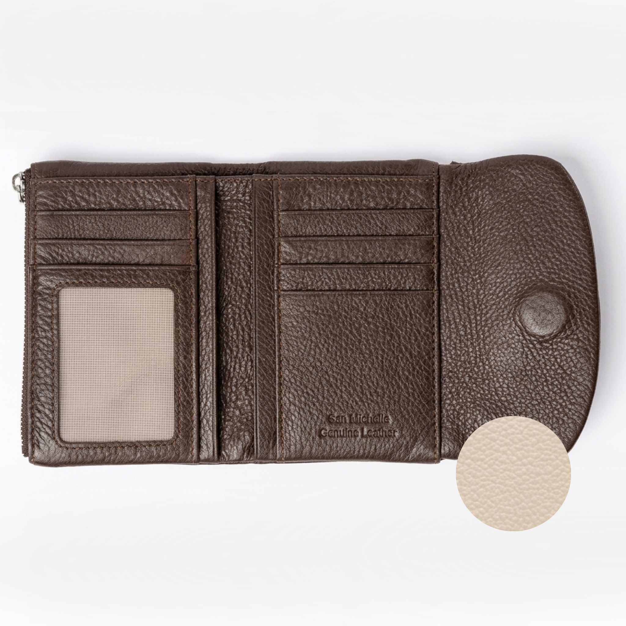 Margaret Medium Leather Wallet - Beige