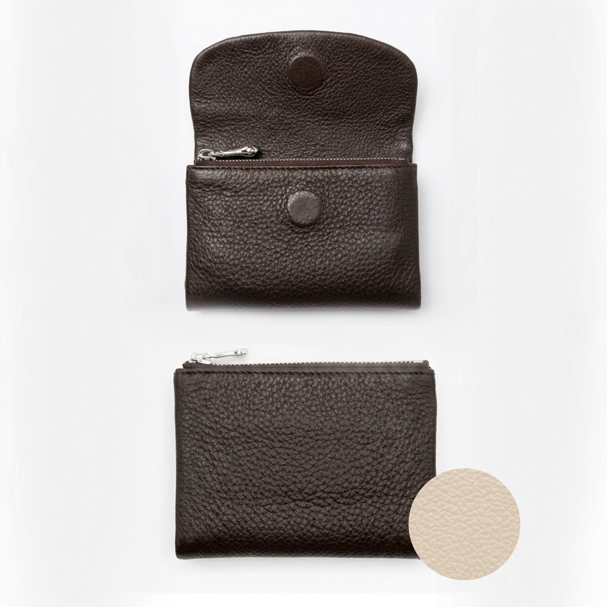 Margaret Medium Leather Wallet - Beige