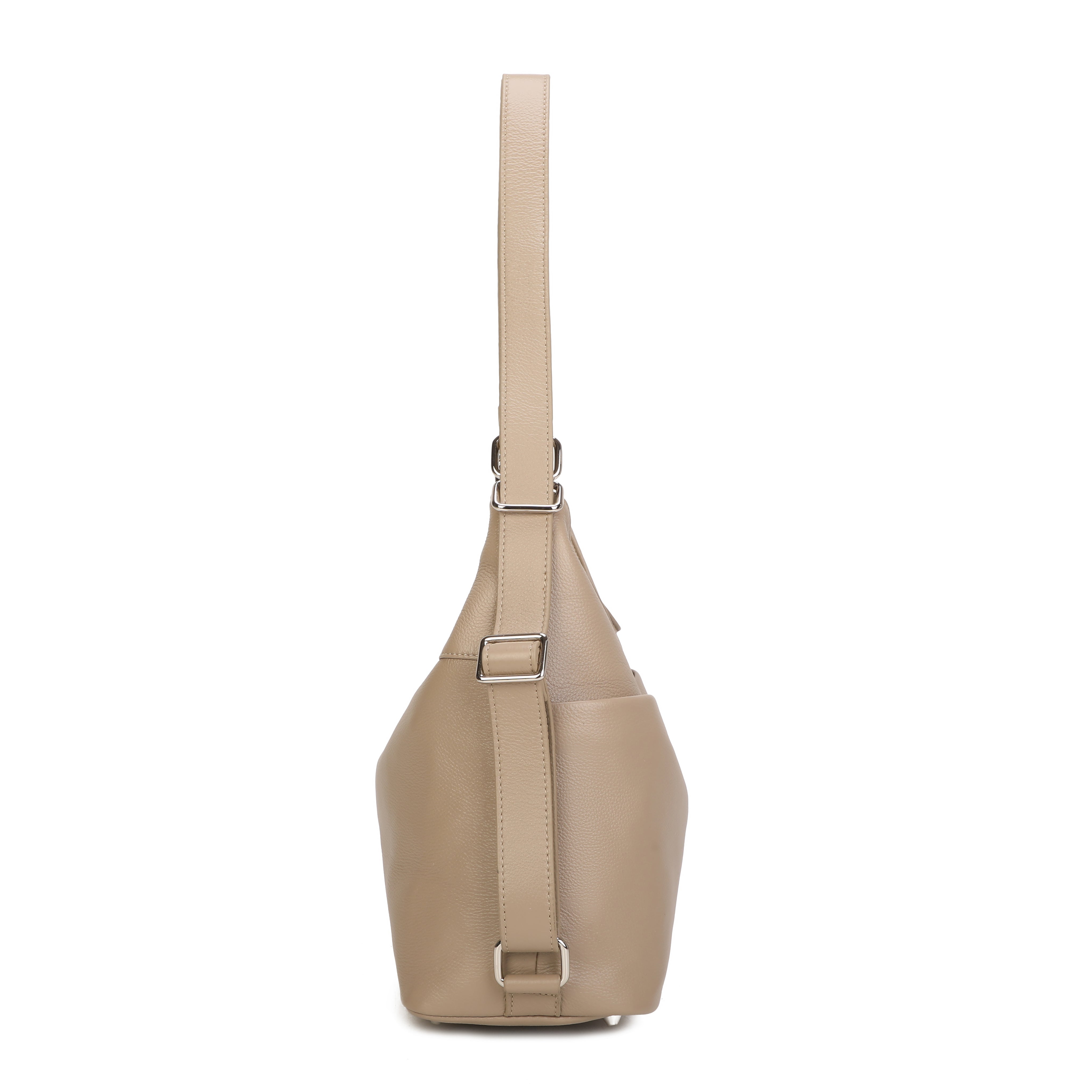 Paula Leather Convertible Shoulder Bag - Taupe