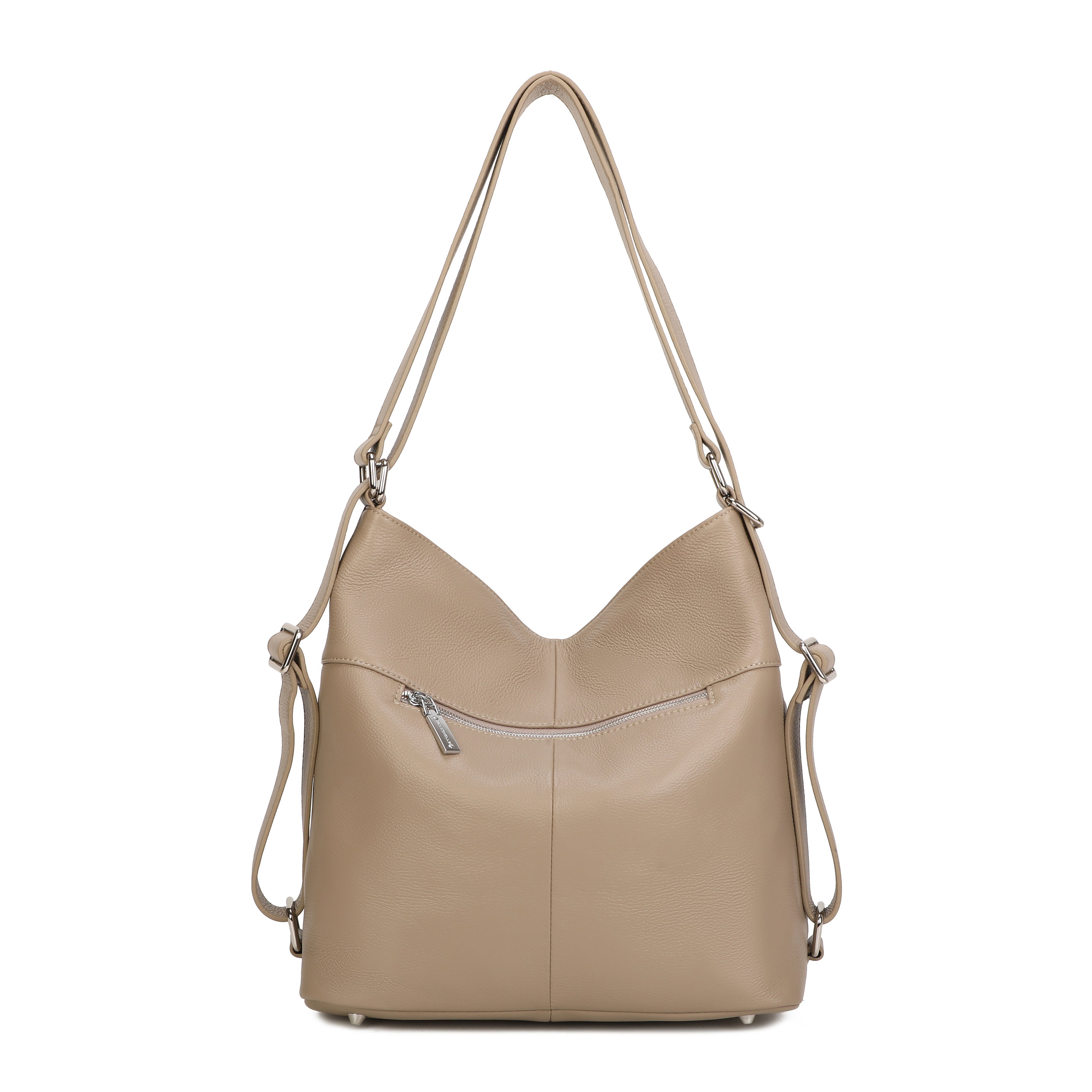 Paula Leather Convertible Shoulder Bag - Taupe
