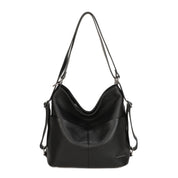 Paula Leather Convertible Shoulder Bag - Black