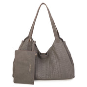 Reva Suede Hobo Bag - Grey
