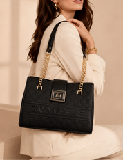 Sofia Chained Tote Bag - Black