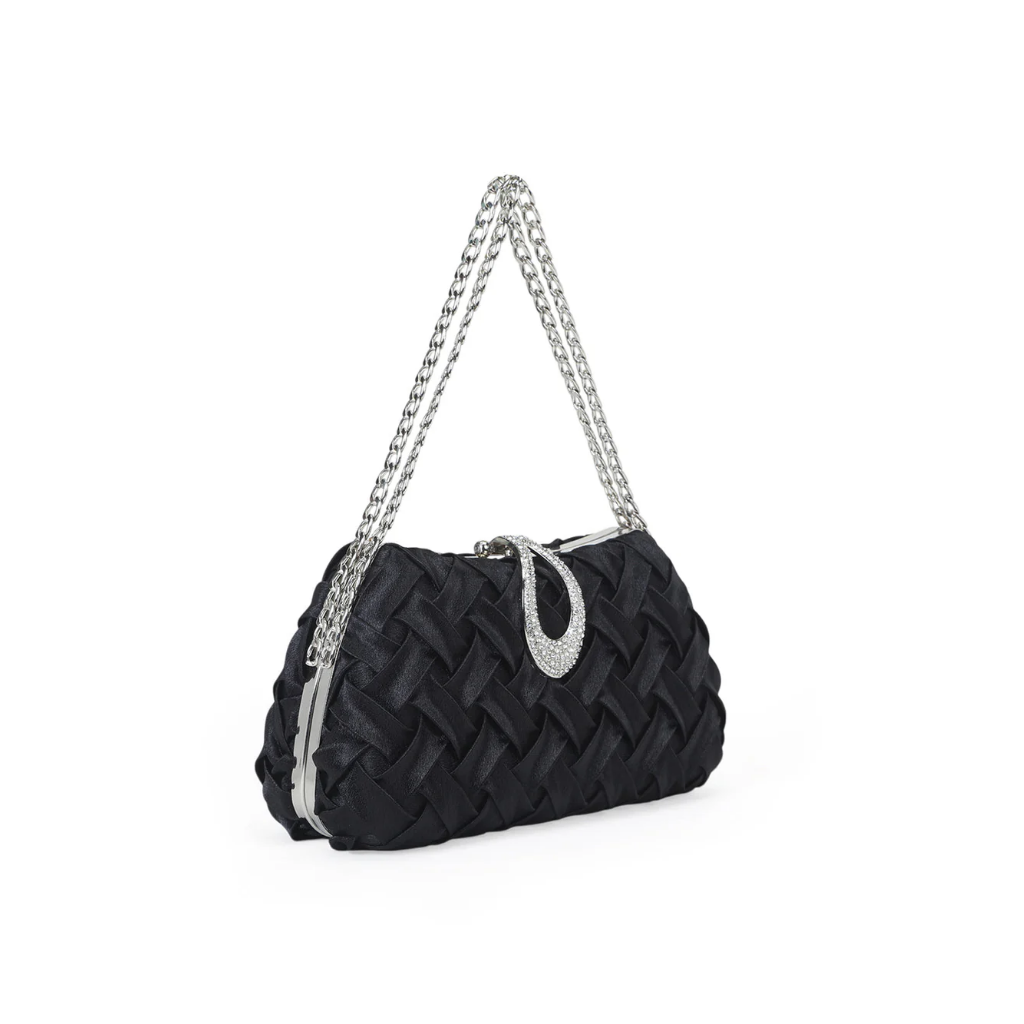 Ara Woven Clutch Bag - Black
