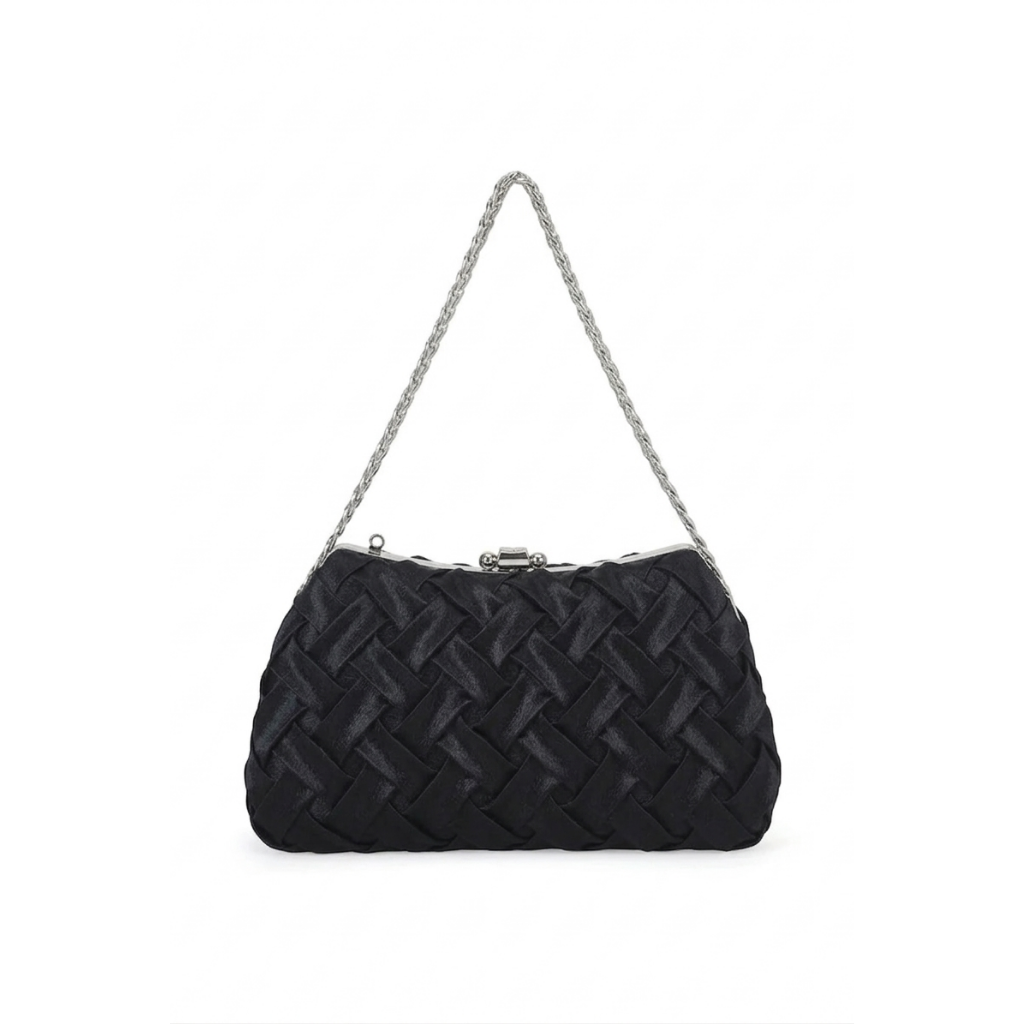 Ara Woven Clutch Bag - Black