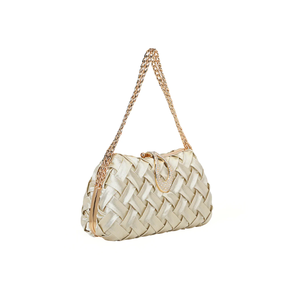 Ara Woven Clutch Bag - Gold