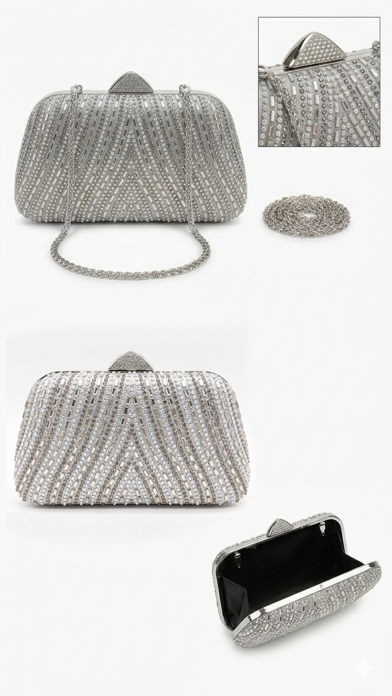 Clara Clutch Bag - Silver