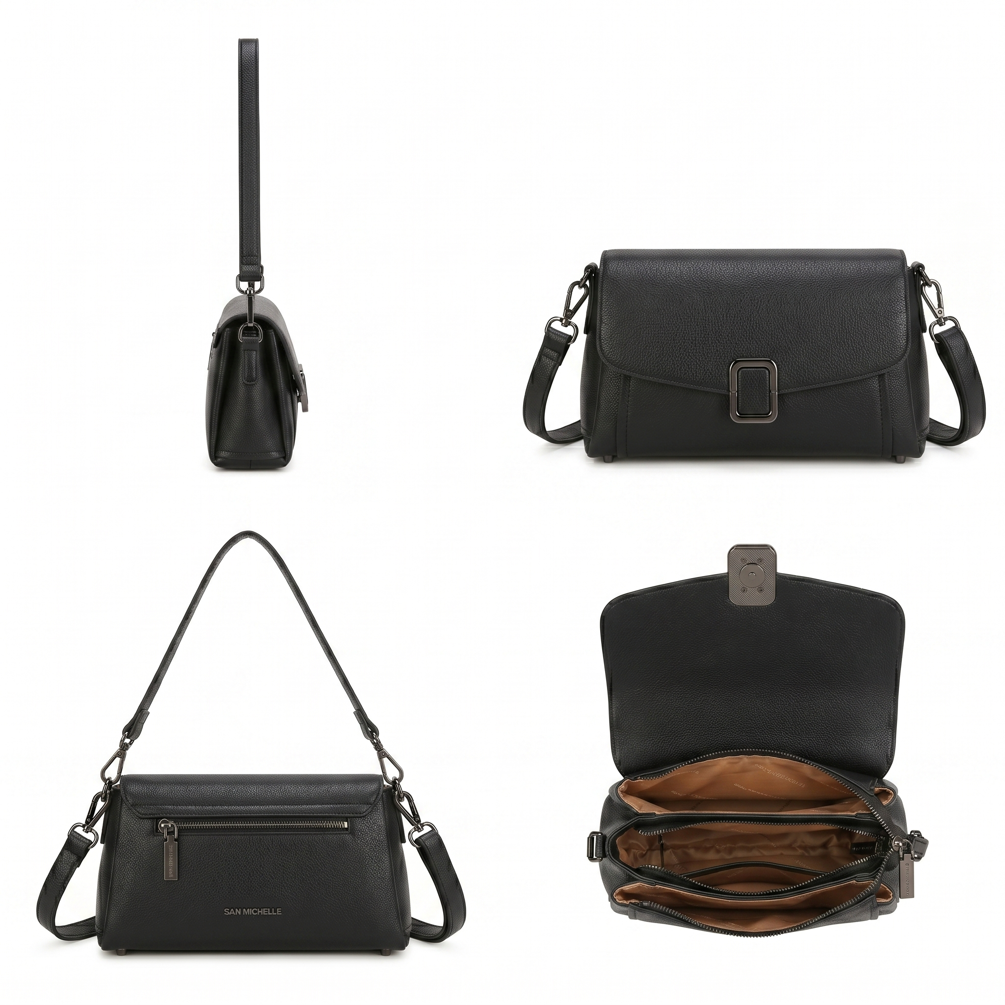 Coco Leather Crossbody Bag - Black