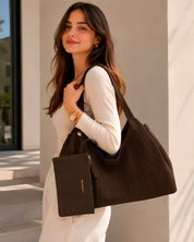 Reva Suede Hobo Bag - Coffee