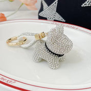 Crystal Dog Bag Charm - Silver