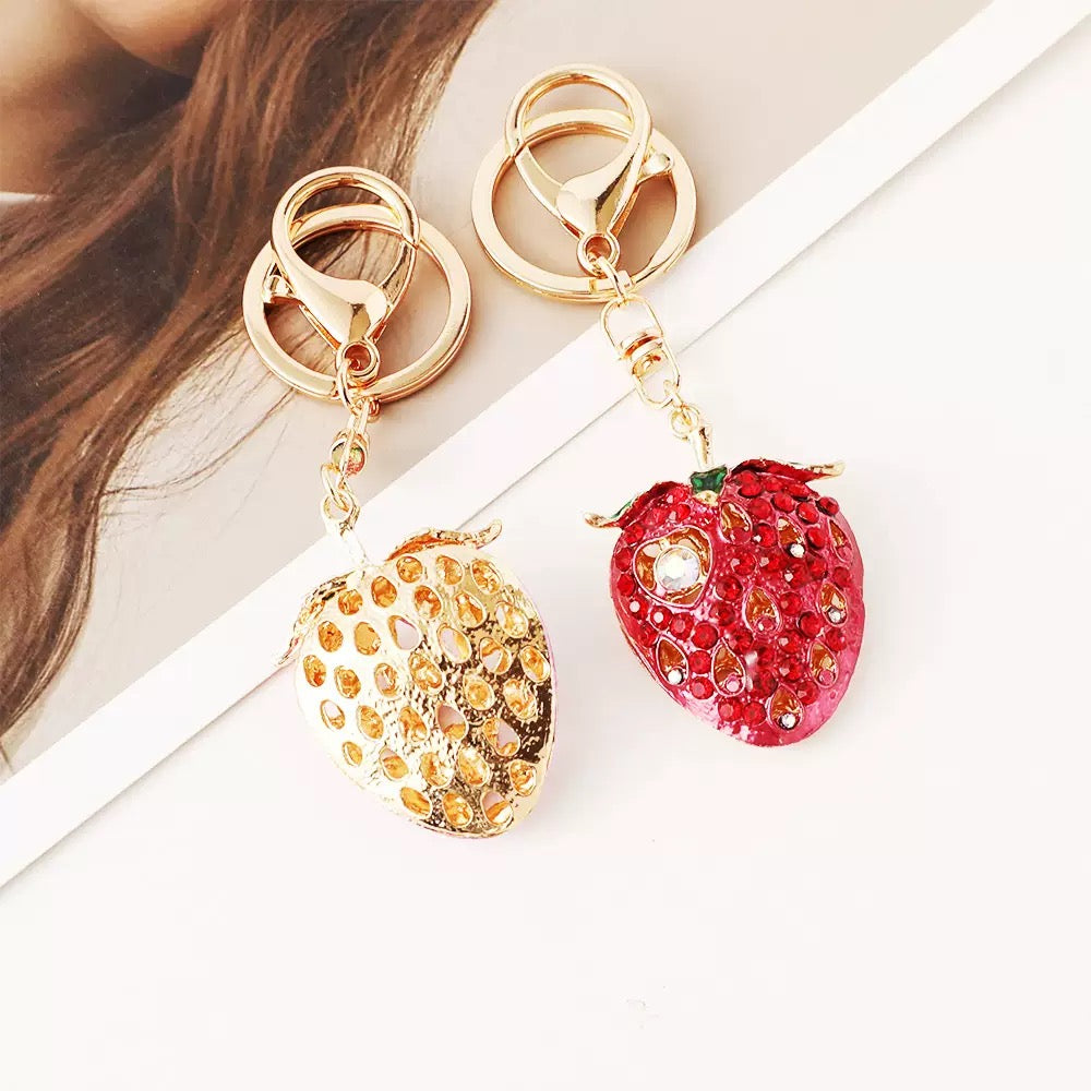 Crystal Berry Bag Charm - Red