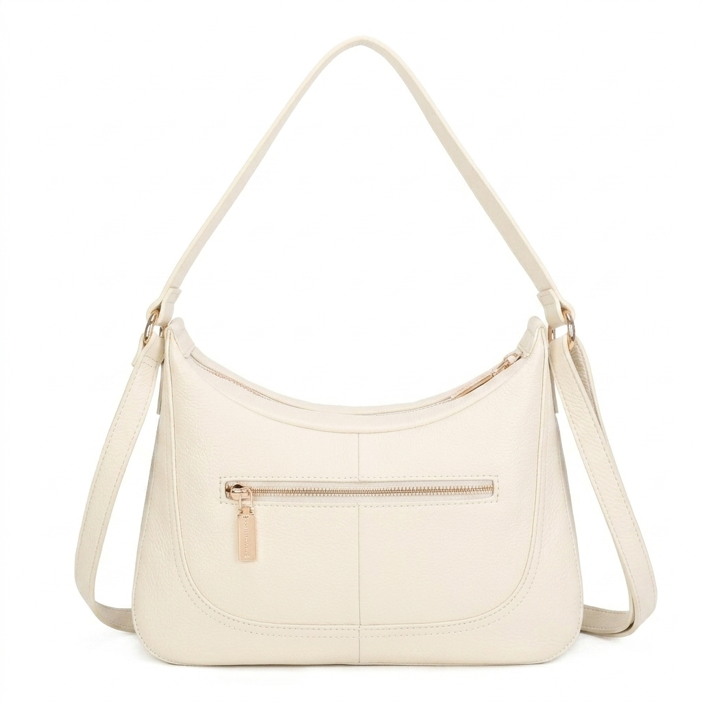 Elora Leather Shoulder Bag - Beige