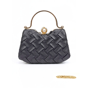 Eva Woven Clutch Bag - Black
