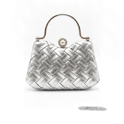 Eva Woven Clutch Bag - Silver