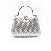 Eva Woven Clutch Bag - Silver