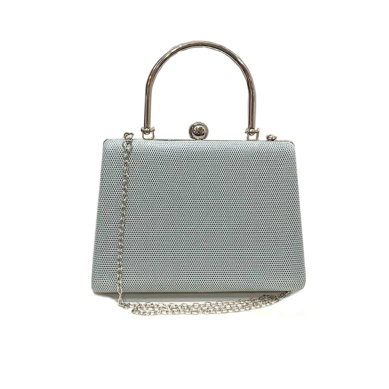 Silver hard clutch top bag