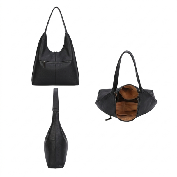 Haven Leather Shoulder Bag - Black