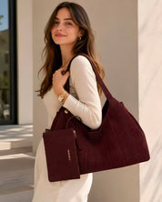 Reva Suede Hobo Bag - Merlot