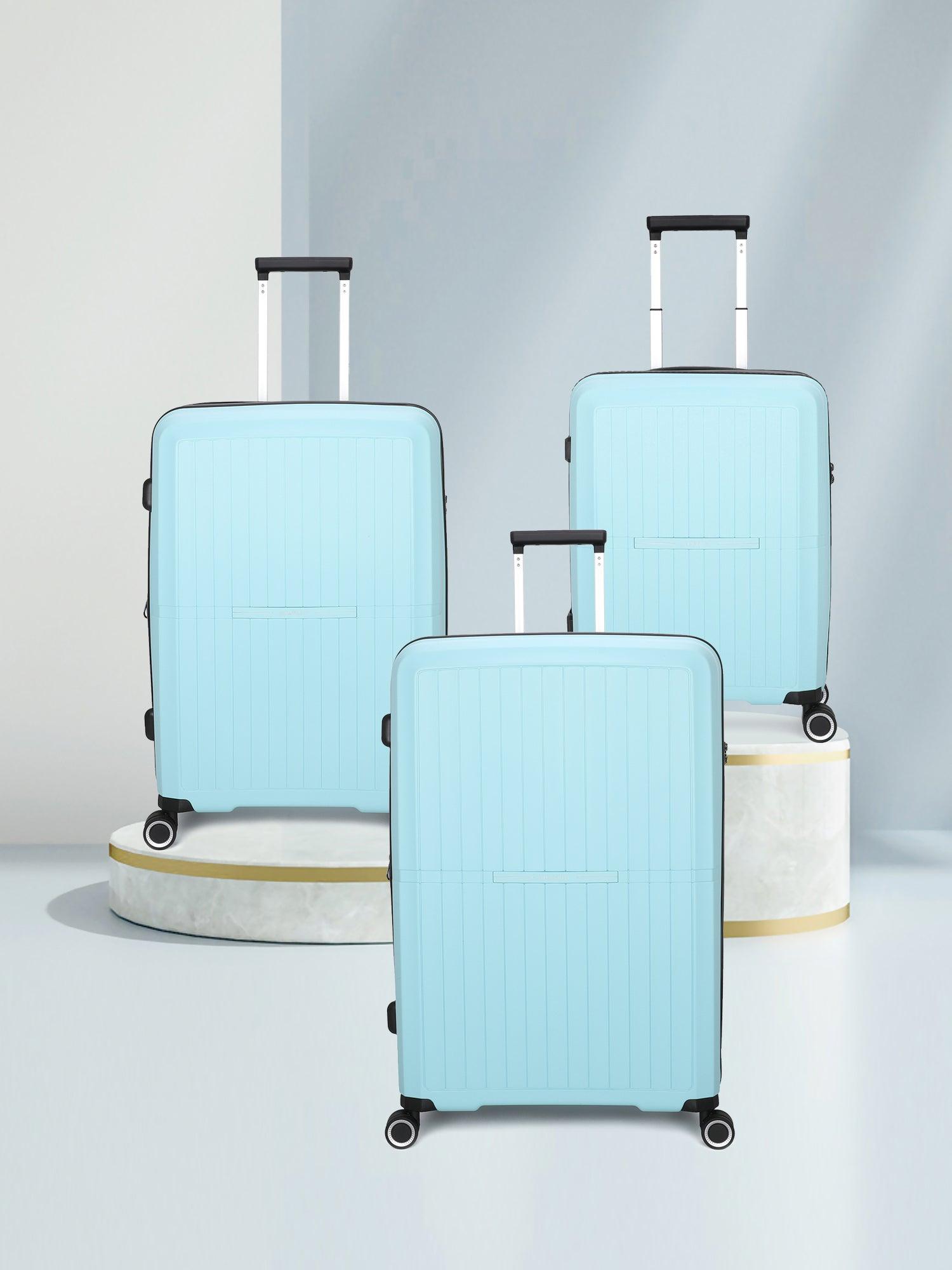 Light store blue suitcase