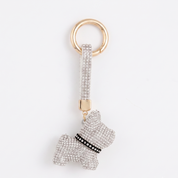 Crystal Dog Bag Charm - Silver