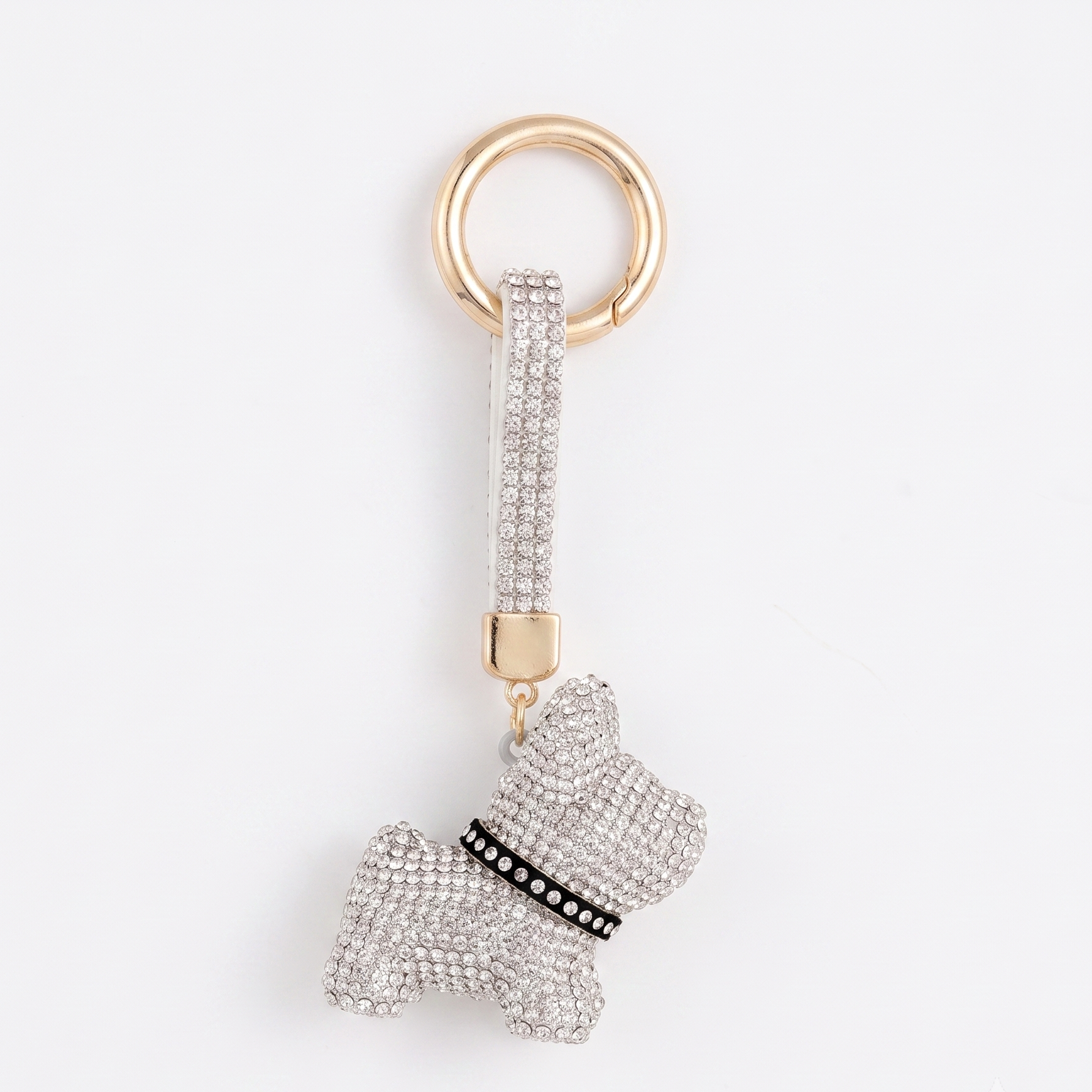 Crystal Dog Bag Charm - Silver