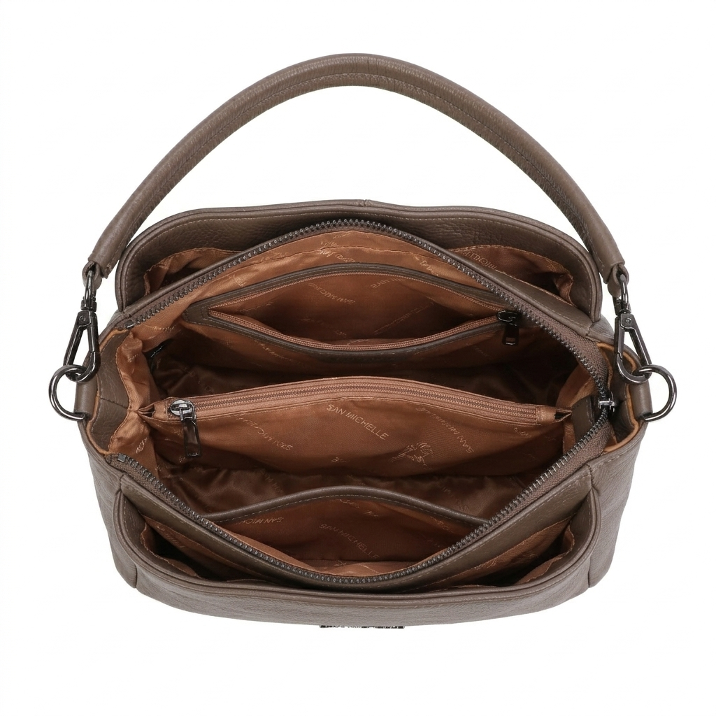 Stella Leather Shoulder Bag - Deep Taupe